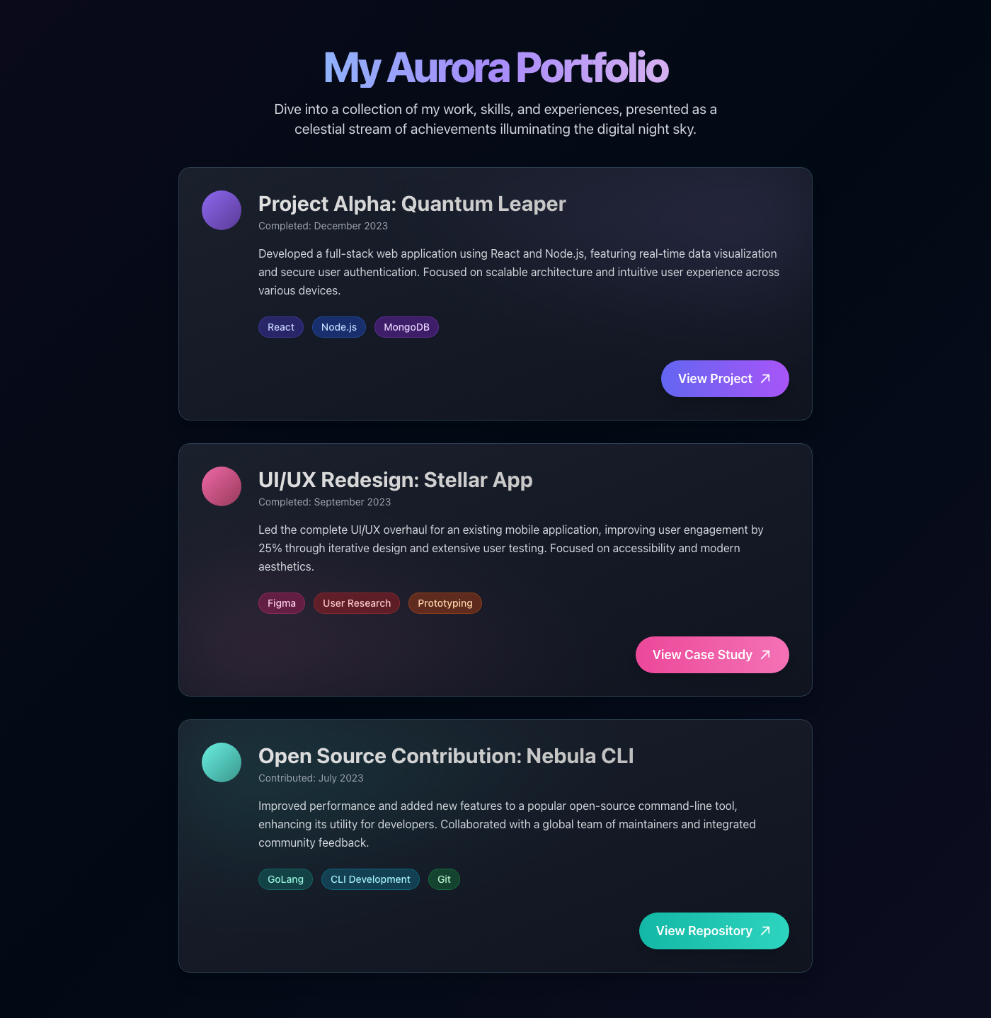 Aurora Borealis Portfolio Stream