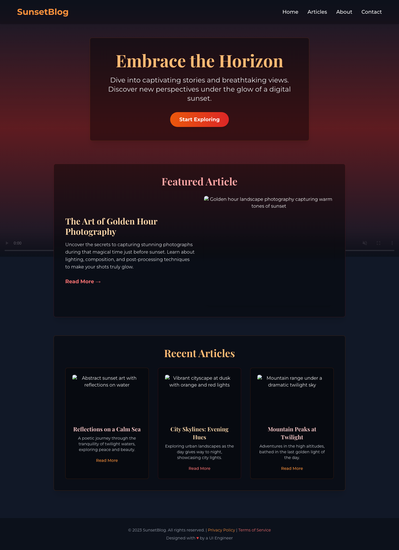 Sunset Horizon Blog Experience