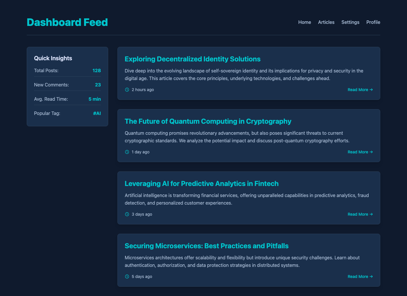 Deep Ocean Dashboard: Minimalist Article Feed