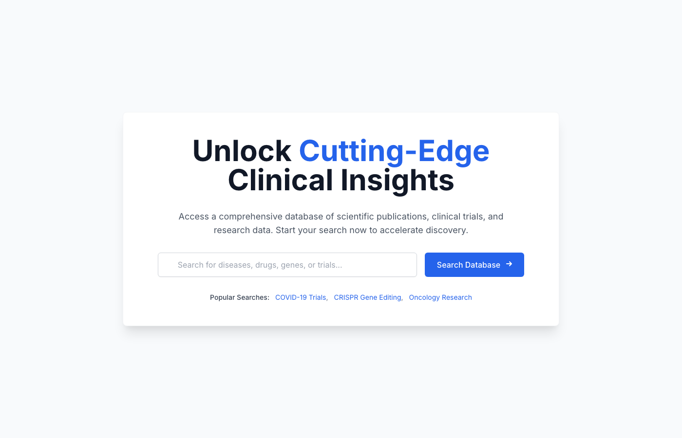 Clinical Research Hub Landing Page