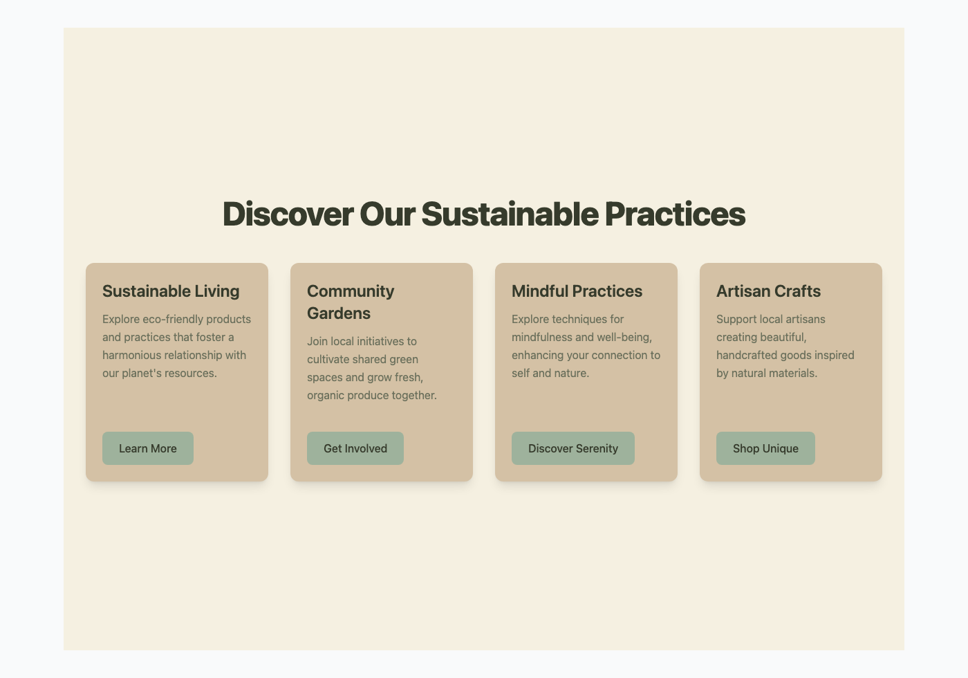 Floating Interactive Cards with Organic Earth Tones