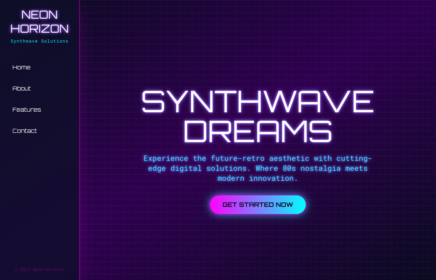 Neon Dreamscape Landing Page