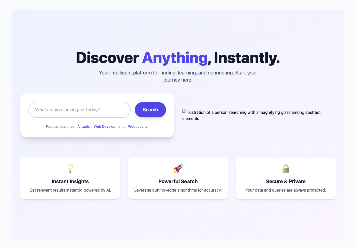 Intelligent Search Platform Landing Page
