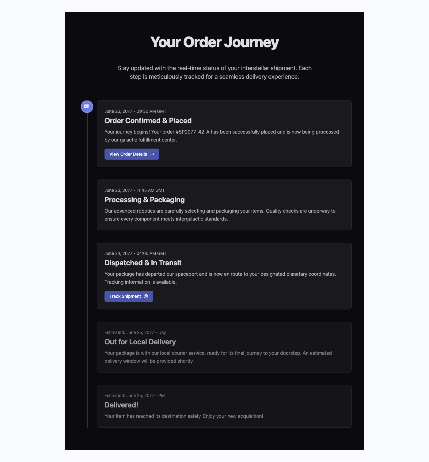 E-commerce Interstellar Order Journey