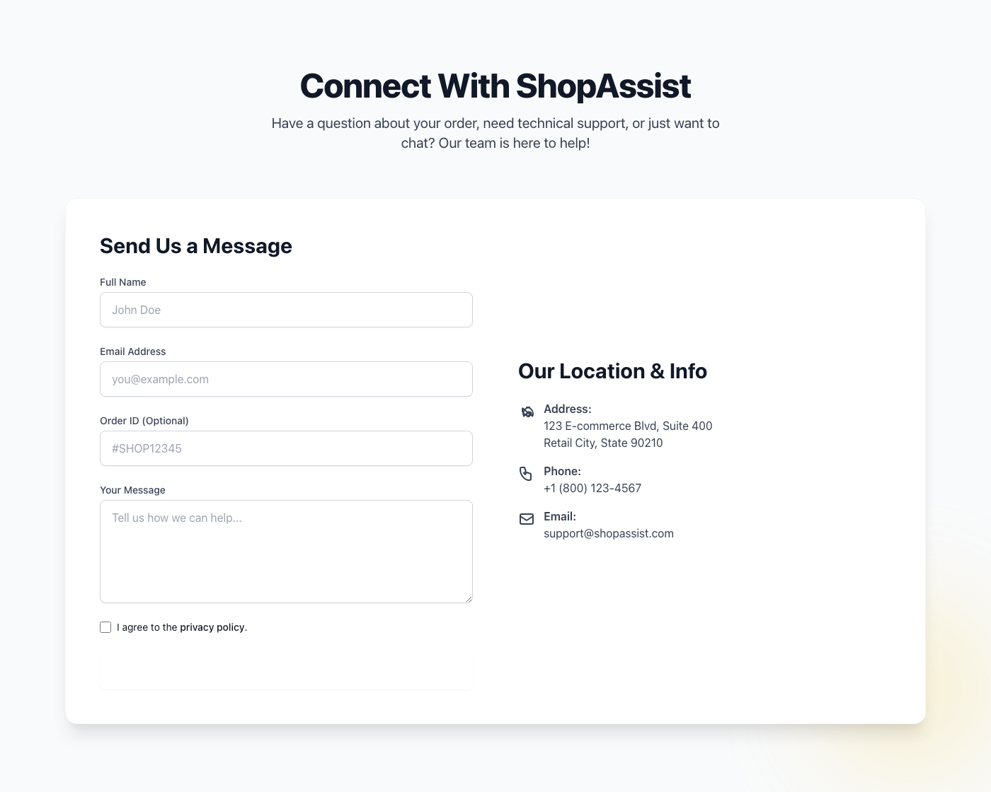 ShopAssist: Connect With Us