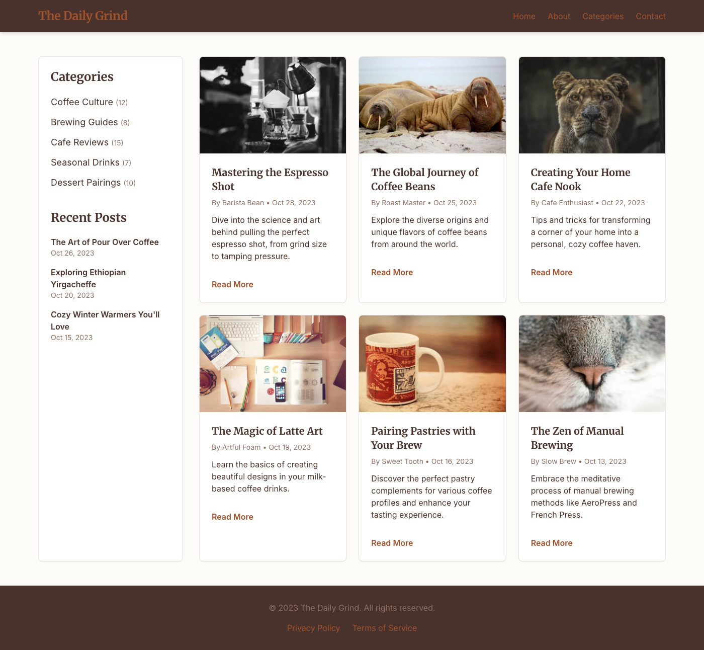 Cozy Blog Showcase UI