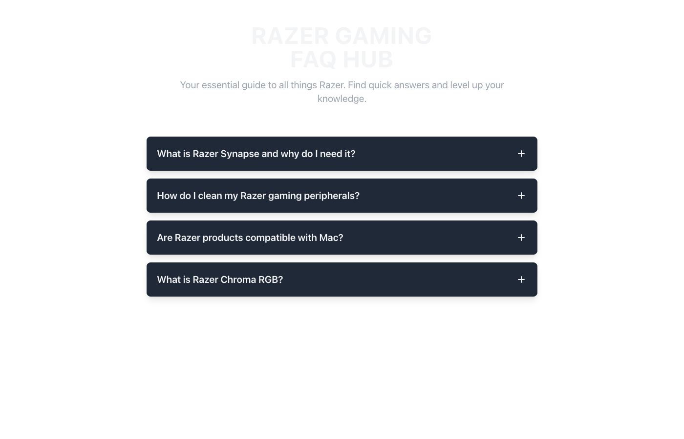 Razer FAQ UI Accordion