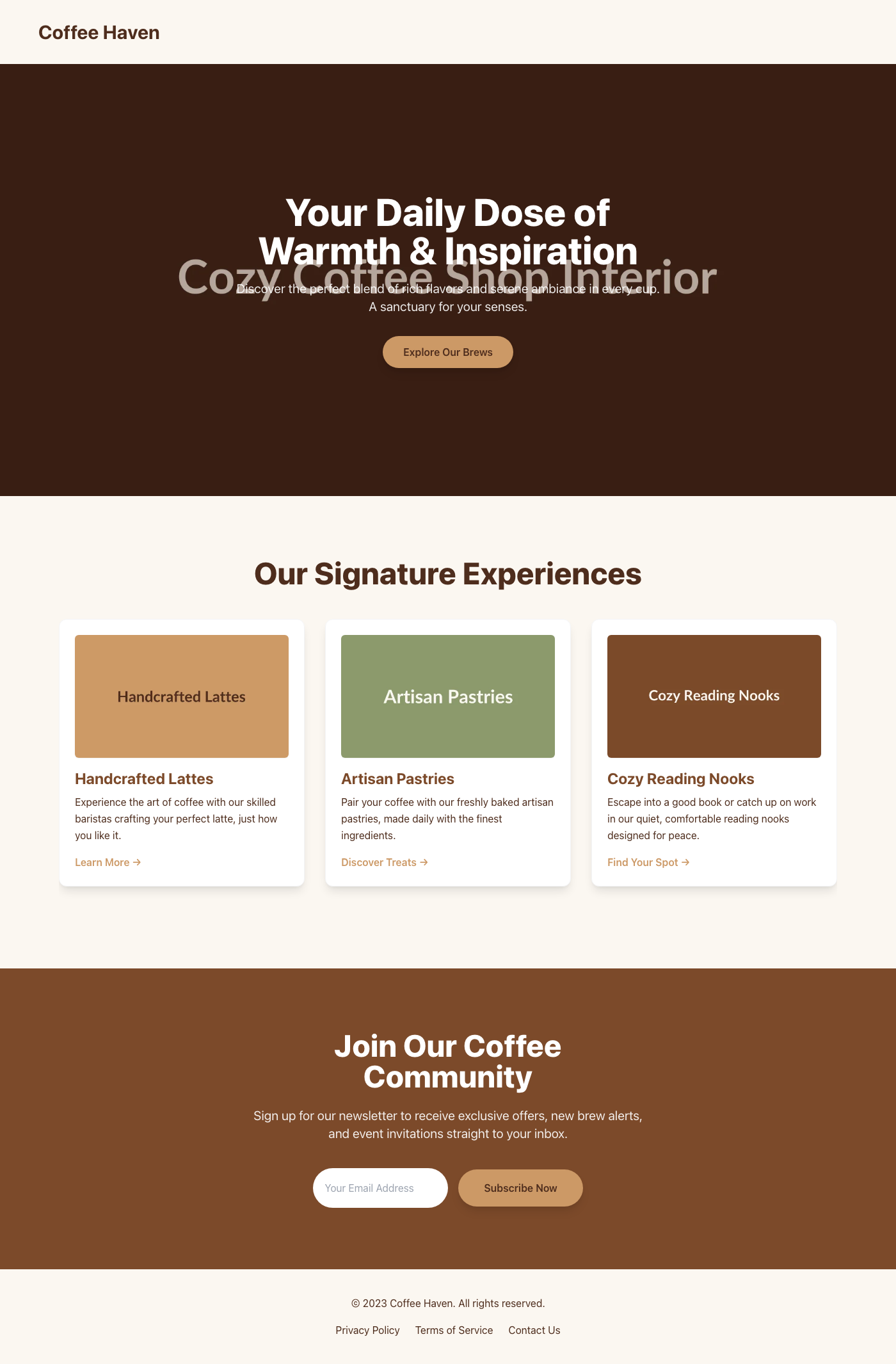 Cozy Coffee Landing UI Experience