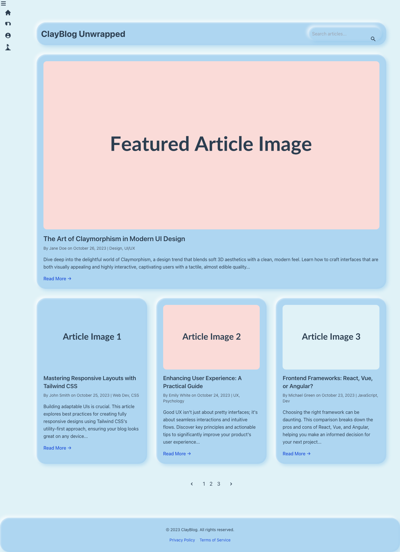 Claymorphism Blog UI: Gentle UX