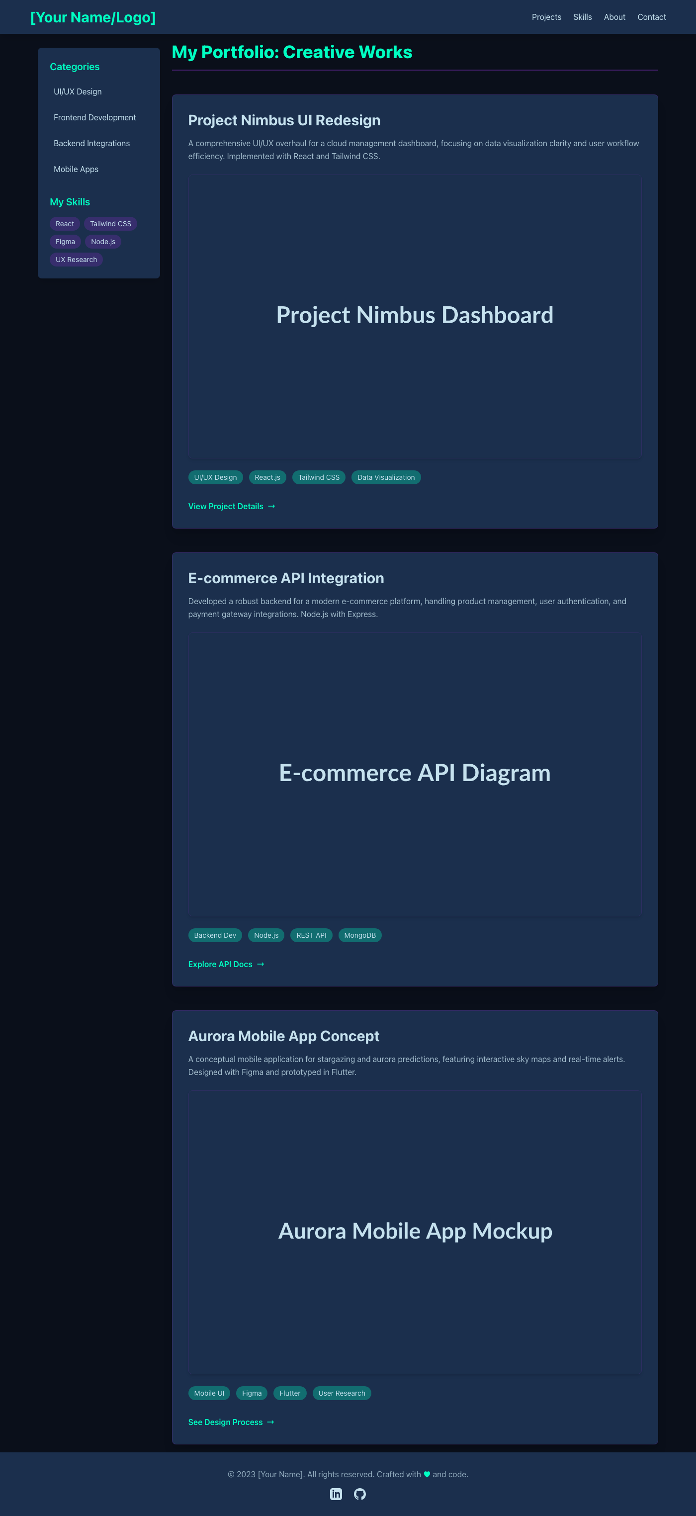 Portfolio UI: Creative Dev Showcase