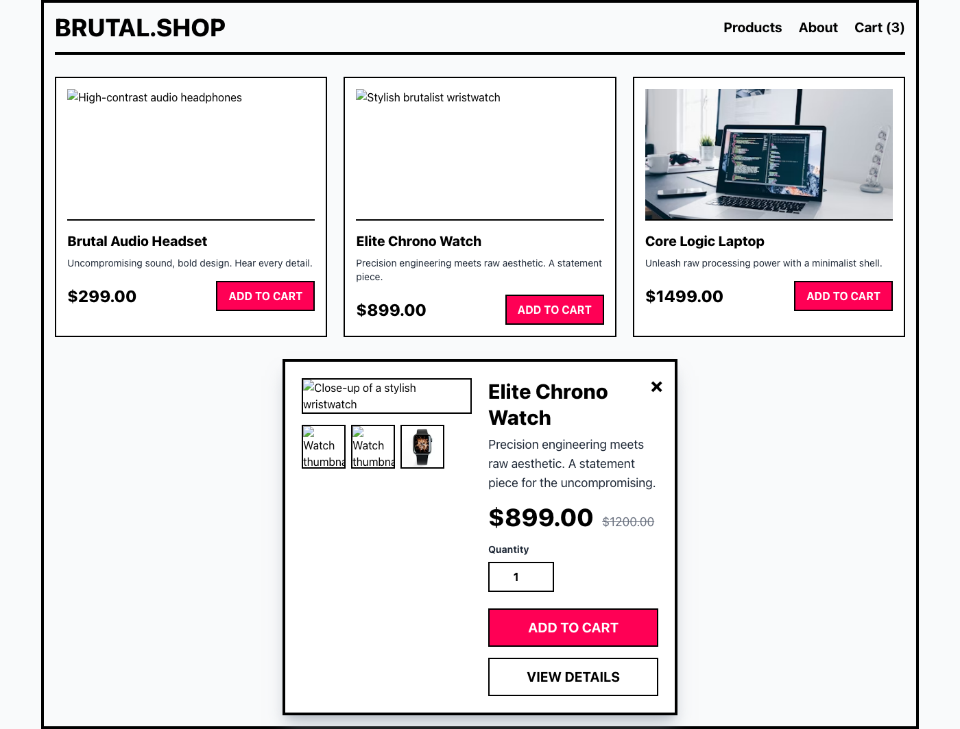 Neo-Brutal E-commerce Overlay Shop