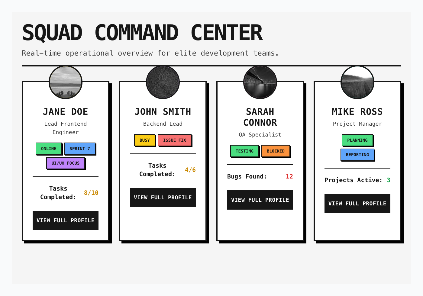 Squad Command Center Dashboard