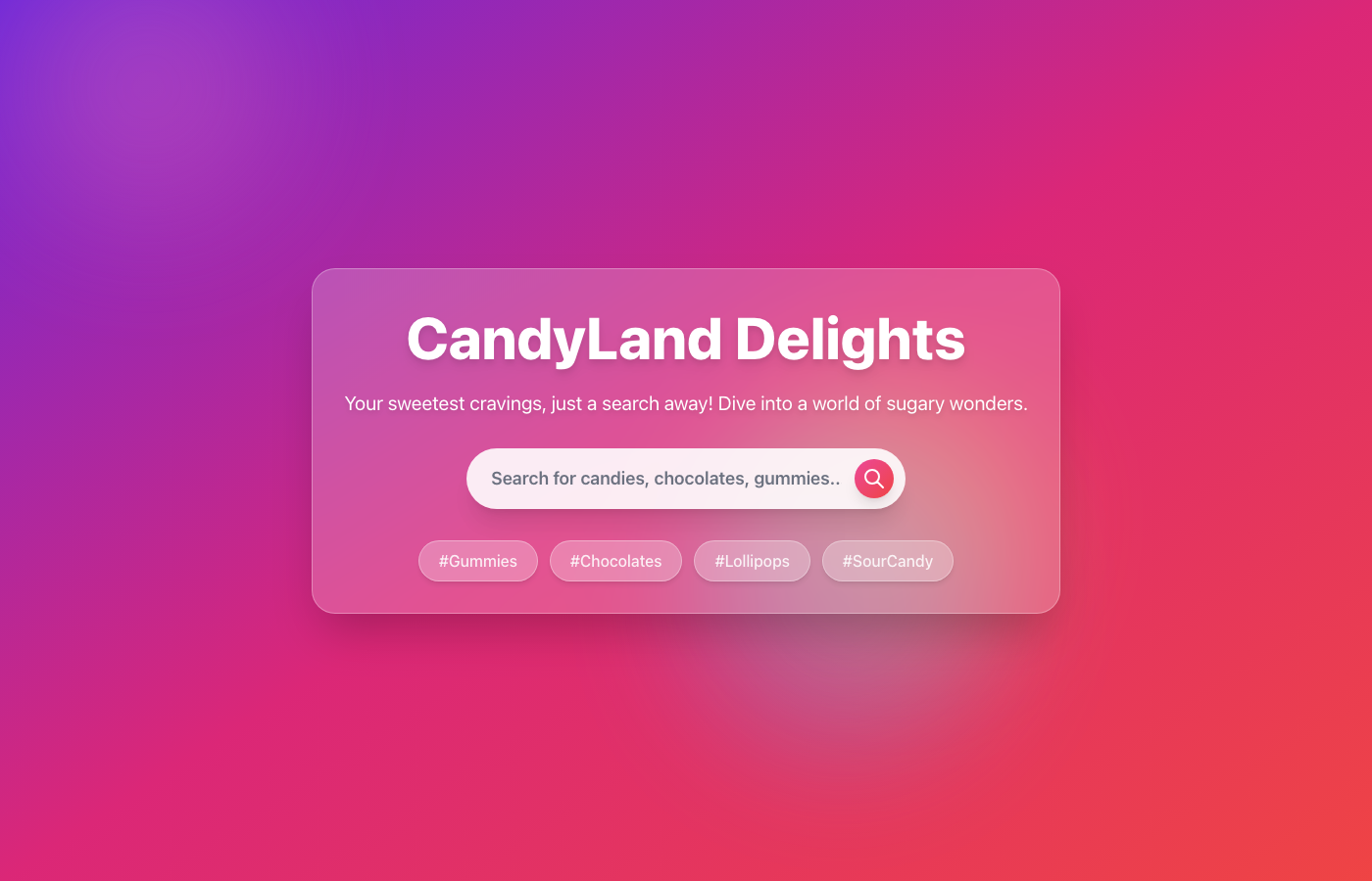 CandyLand Delights - Search-Focused Hero Section