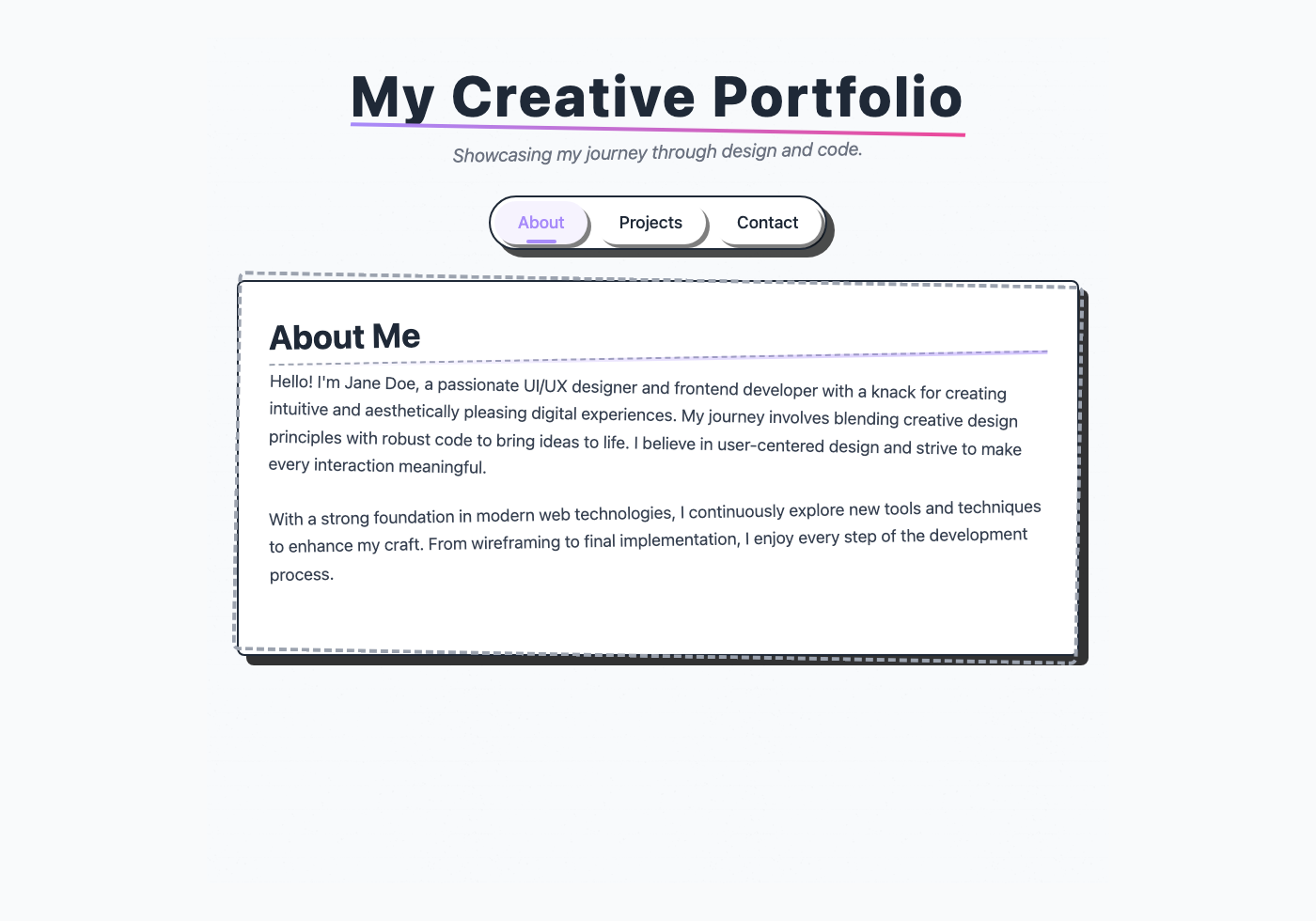 Portfolio Experience: Segmented Control & Hand-drawn Style