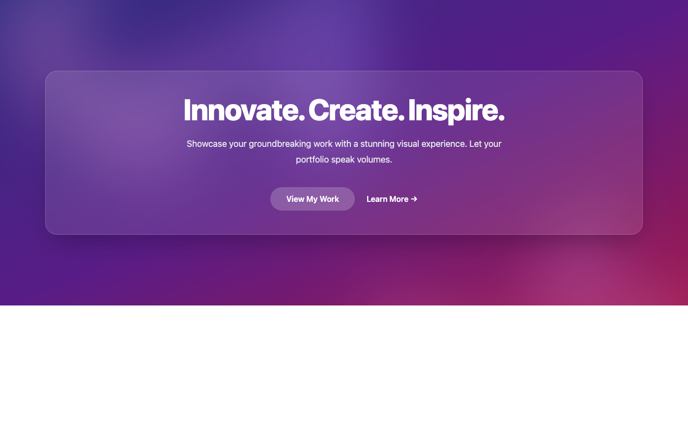 Frosted Glass Portfolio Hero