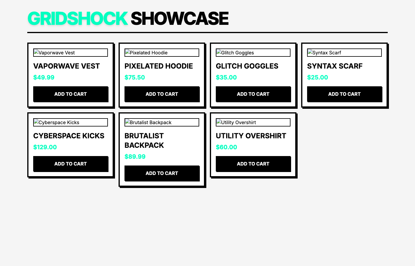 GridShock E-Commerce Gallery