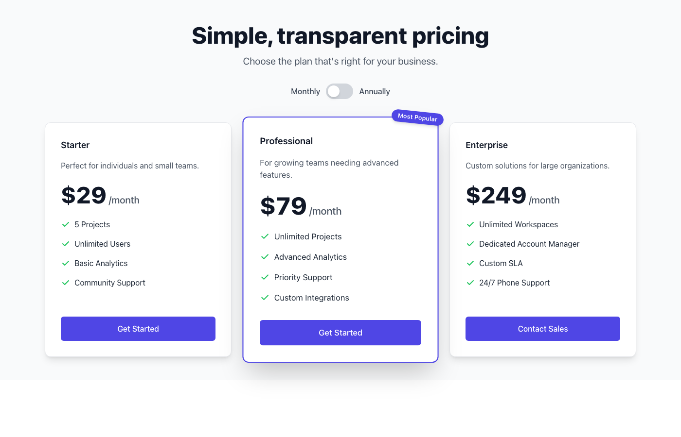 Stripe-inspired Fintech Pricing Table