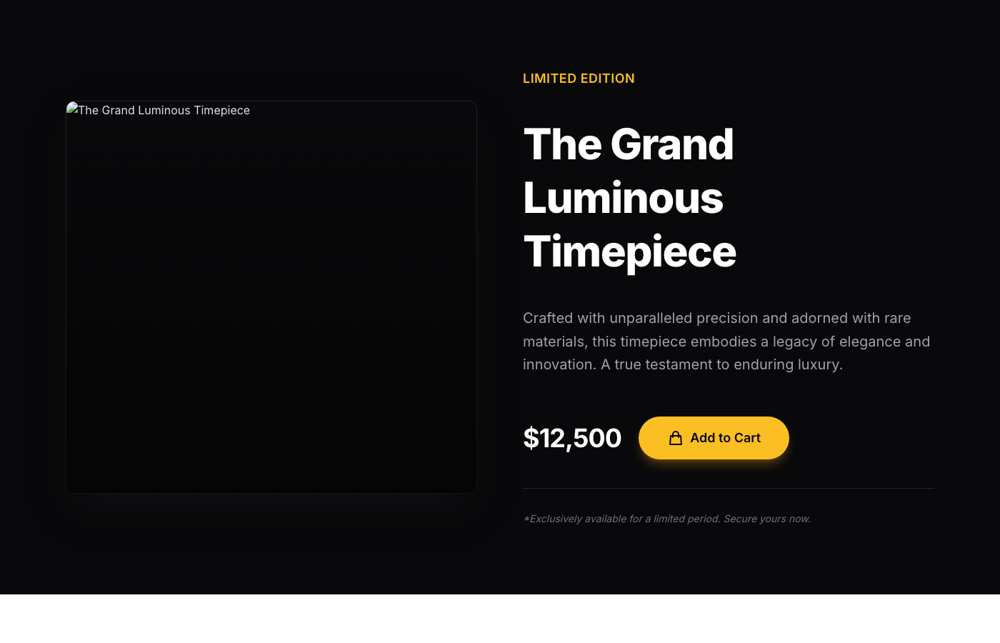 Grand Luminous Timepiece - Luxury Product Showcase