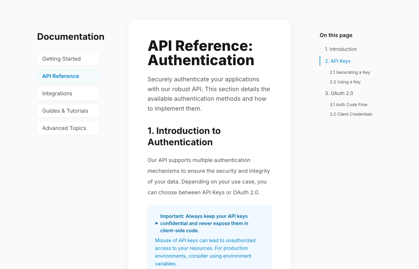Vercel-Style Multi-column Technical Documentation Layout