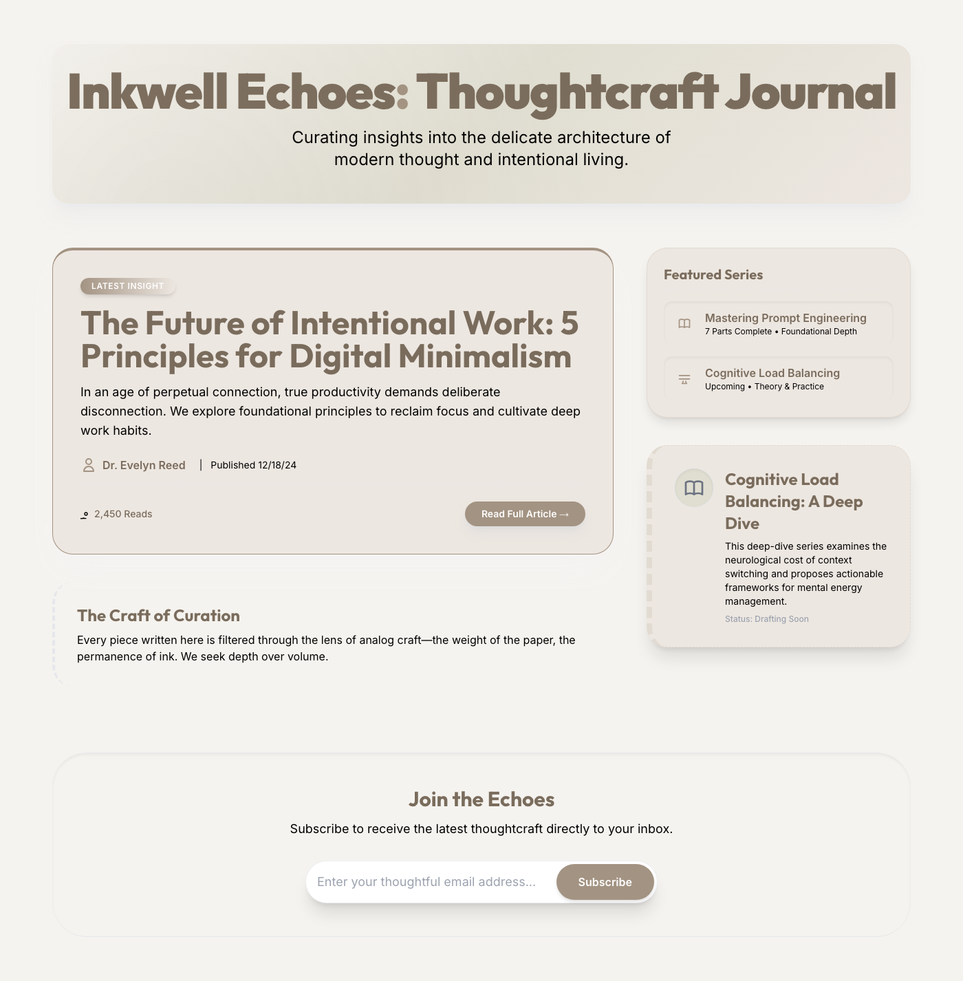 Inkwell Echoes: Thoughtcraft Journal