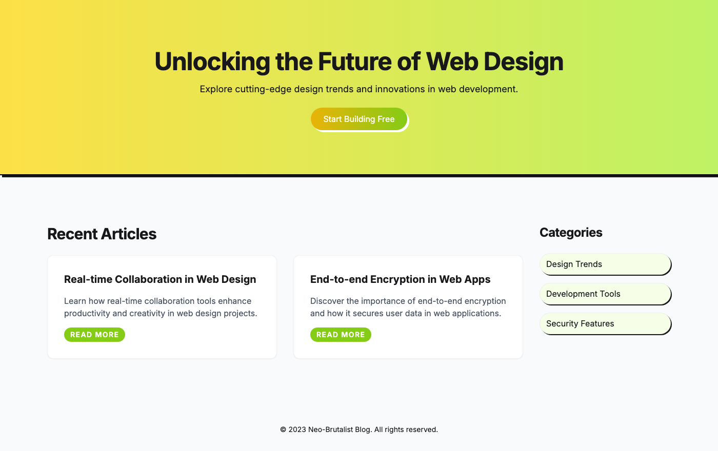 Neo-Brutalist Blog Design