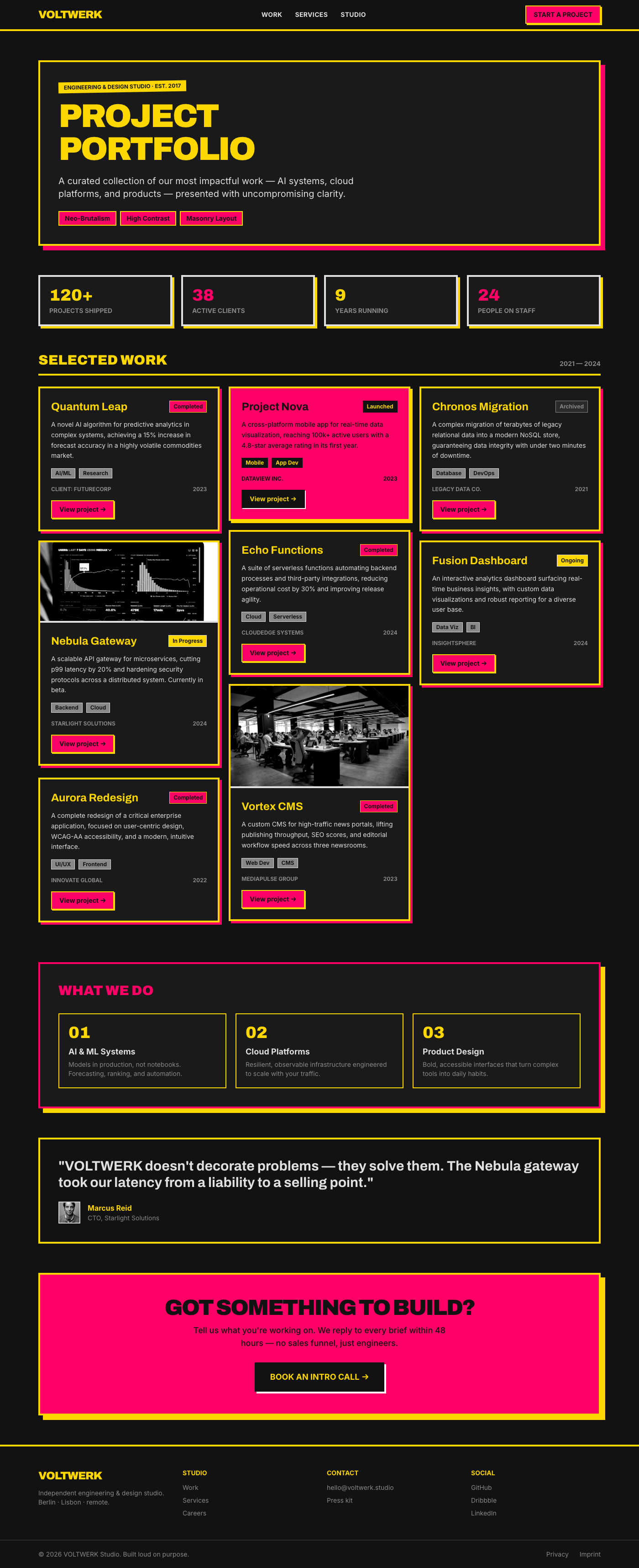 Neo-Brutal Project Portfolio Masonry