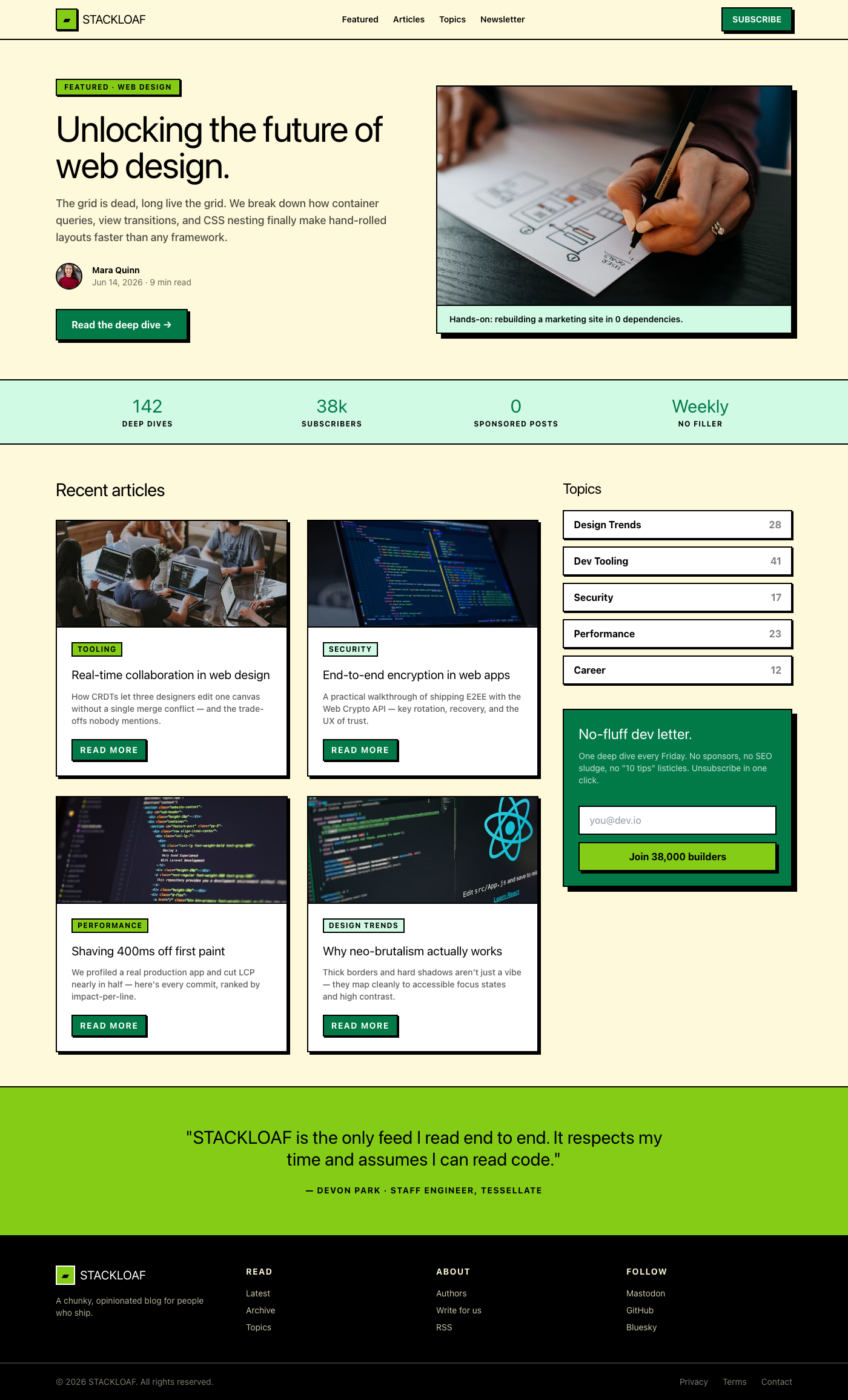 Neo-Brutalist Blog Design
