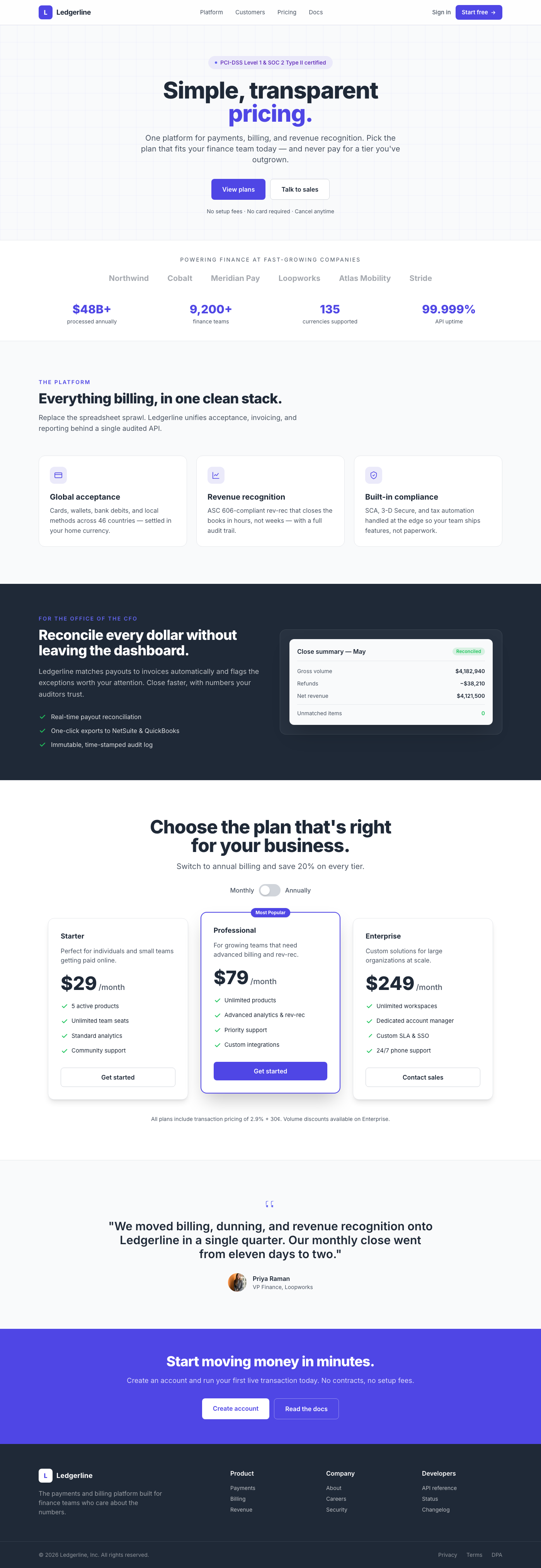 Stripe-inspired Fintech Pricing Table