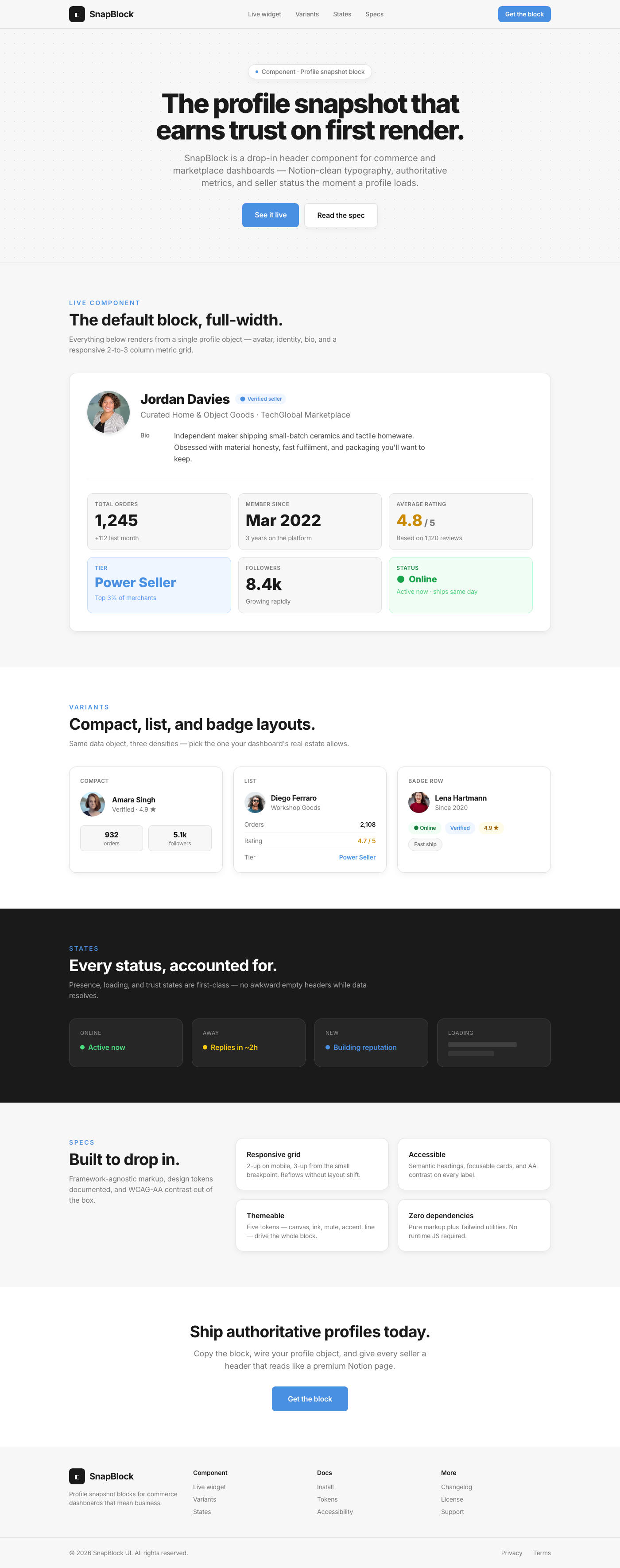 Minimalist Profile Snapshot Widget