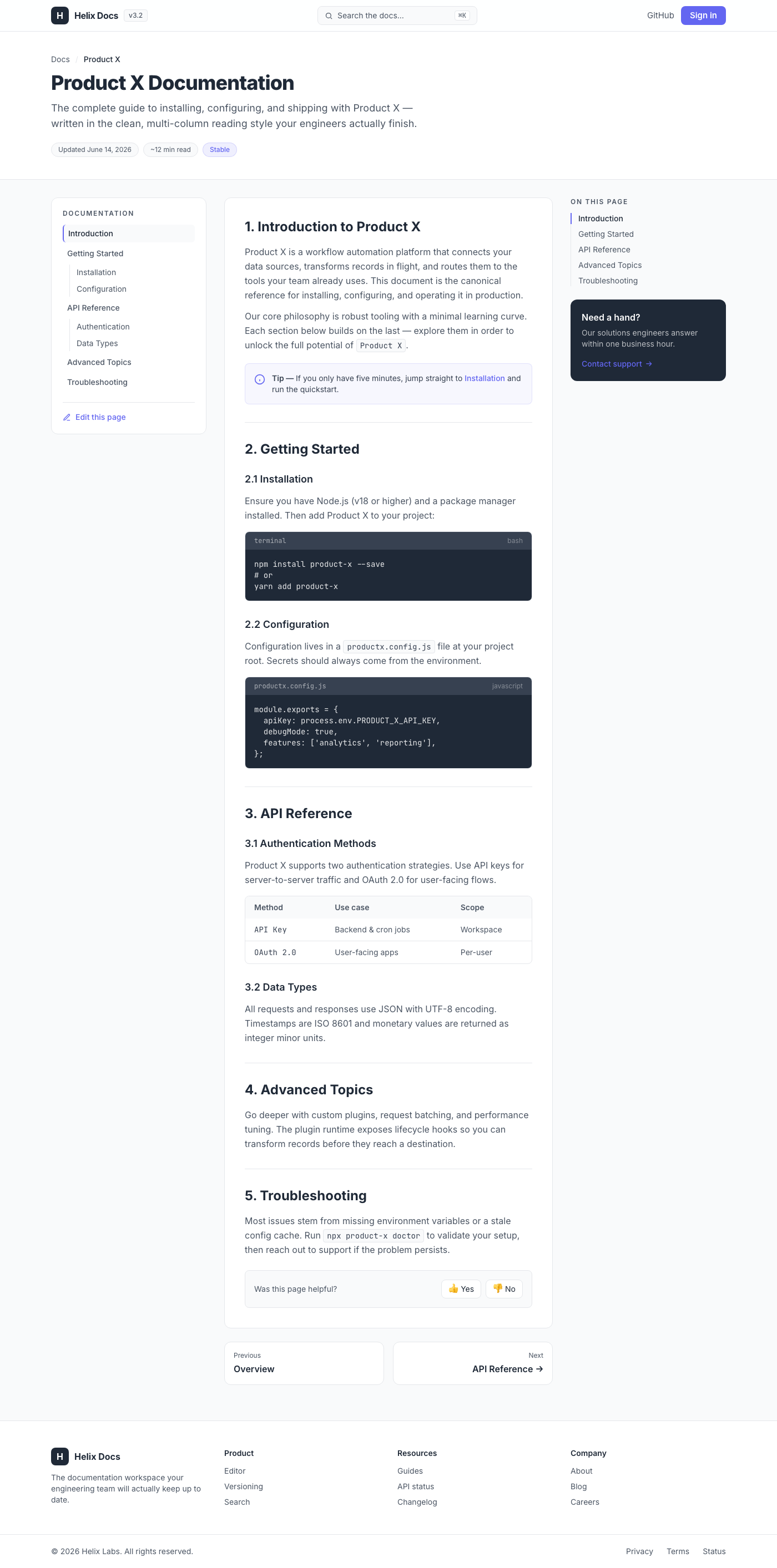 Notion-Inspired Multi-Column Technical Doc Component