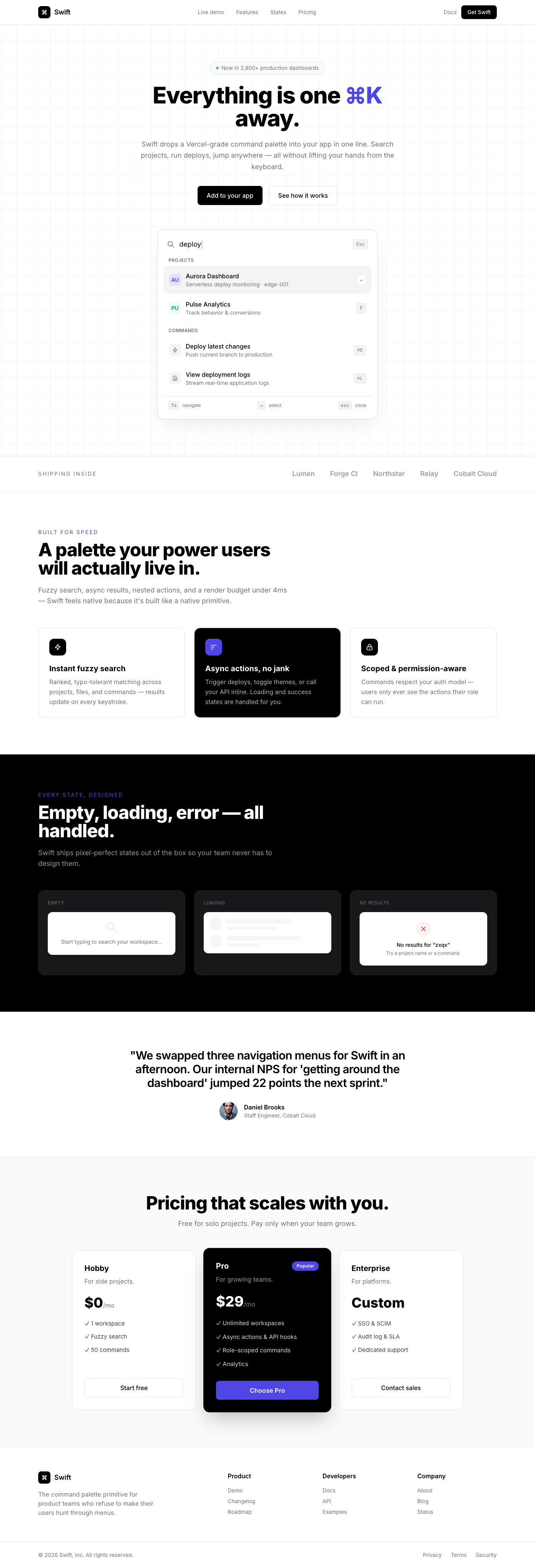 Vercel-Inspired Command Palette Quick Search