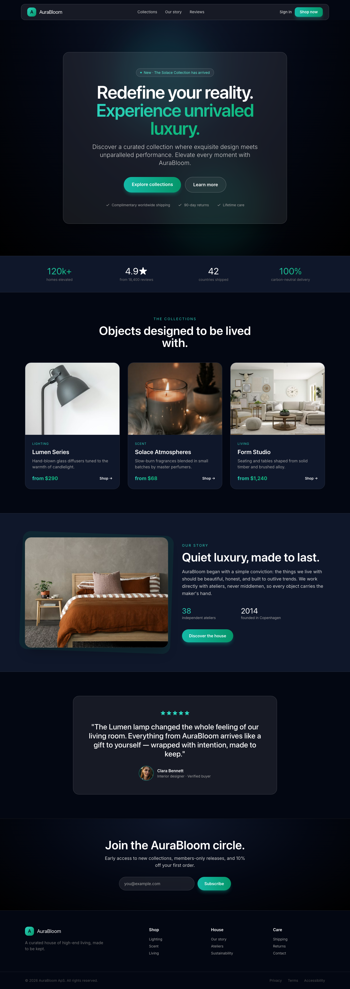 AuraBloom E-commerce Hero