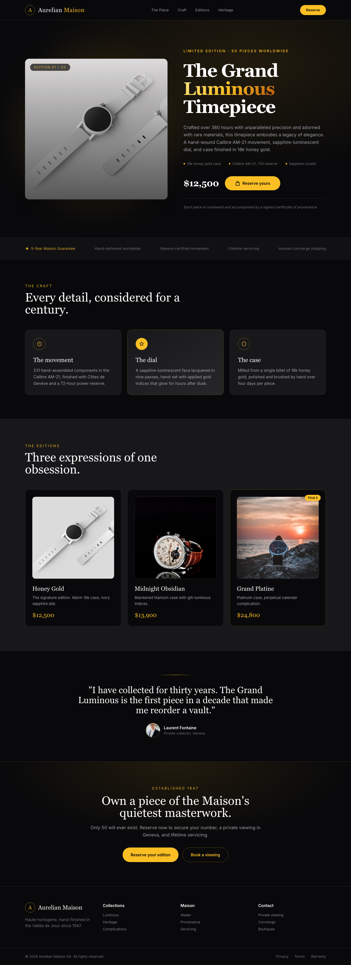 Grand Luminous Timepiece - Luxury Product Showcase